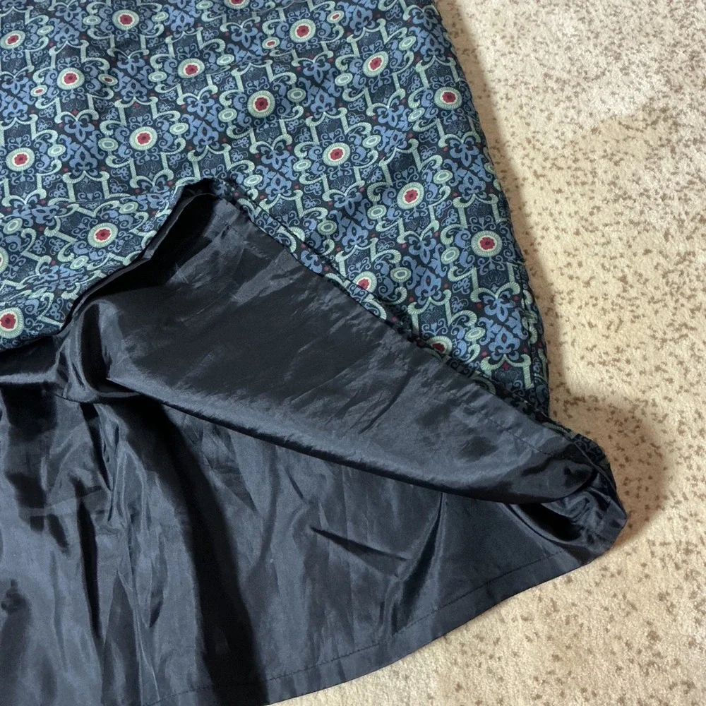 Merona Womens 20W Blue Silk Medallion Print‎ Midi Skirt Lined Plus Size RN 17730